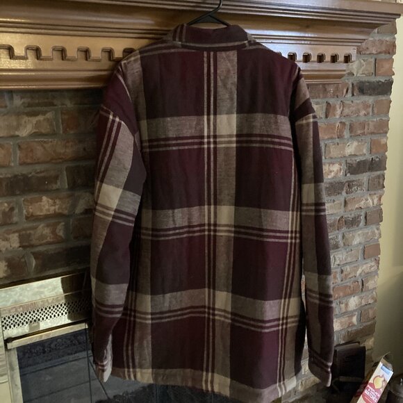 St John Bay Men’s Lined Work Shirt Burgundy Size Large - Picture 2 of 7